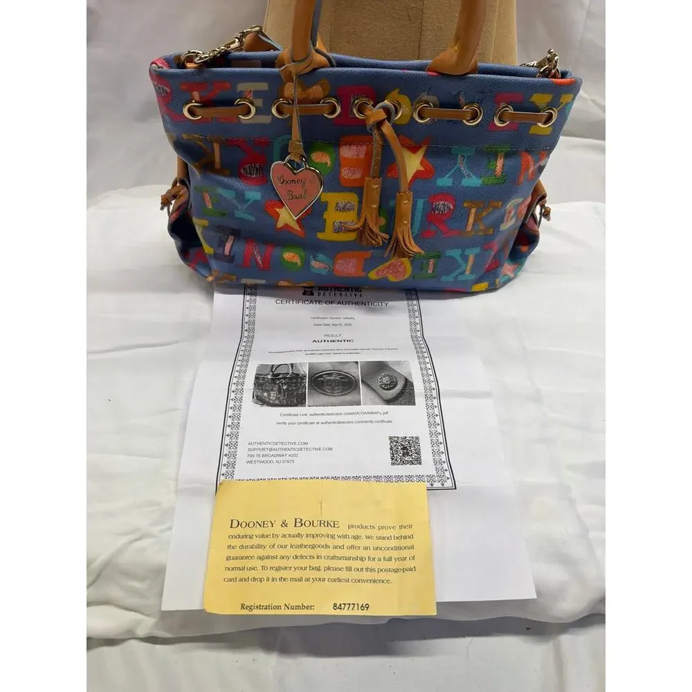 Dooney & Bourke Alphabet Handbag – Canvas & Leather Trim – Heart Tag – Vintage